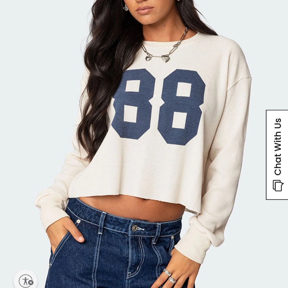 Edikted 88 Waffle Long Sleeve T-Shirt NWT Small